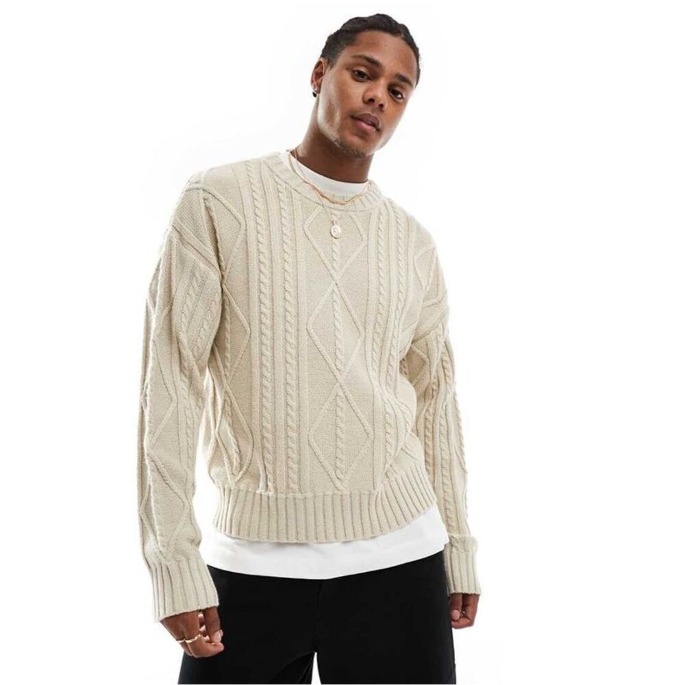 Cotton On Mens Cable Knit Crew Pullover Sweater, NWT